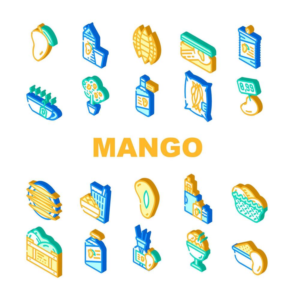 icônes de collection de fruits tropicaux mangue set vector