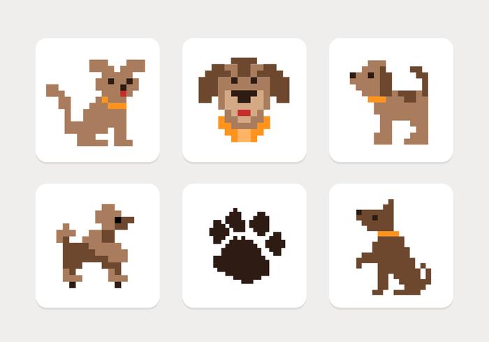 Ensemble de vecteur d'icônes de Pixel Dog