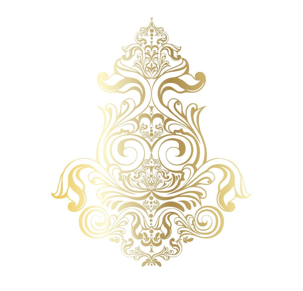 tourbillon d'ornement de défilement baroque vintage damassé de vecteur. monogramme victorien bouclier héraldique swirl.retro floral leaf pattern border feuillage calligraphie antique d'acanthe tatouage gravé. élément de décor de carreaux vecteur