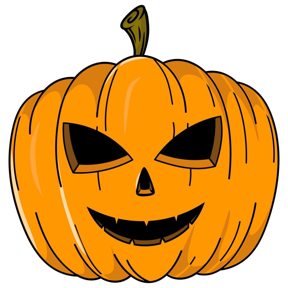 illustration de personnage de dessin animé de fruit de citrouille avec une expression effrayante lors d'un événement hellowen vecteur