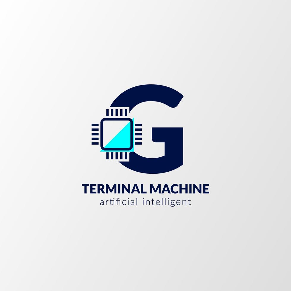 logo du circuit de la lettre g. machine terminale pour la technologie, gadget, intelligence artificielle vecteur