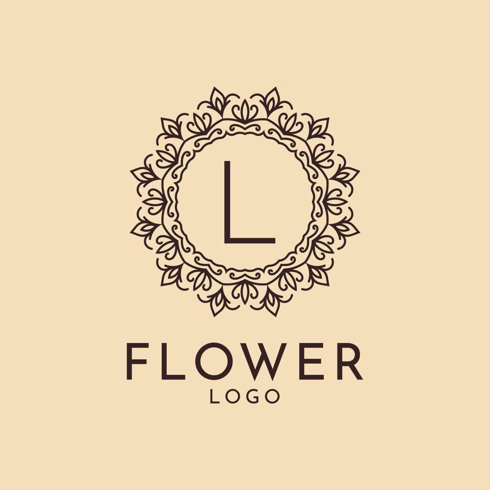 décoration de cercle de fleurs lettre l pour spa, salon, hôtel, fleuriste, marque féminine vecteur