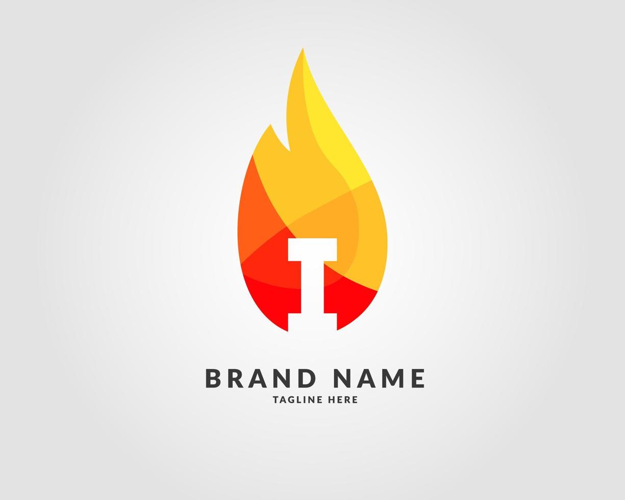 lettre i création de logo lumineux tendance flamme moderne pour une entreprise créative et énergique vecteur
