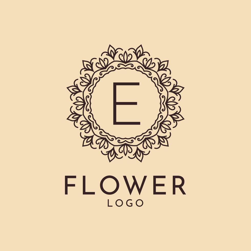 décoration de cercle de fleurs lettre e pour spa, salon, hôtel, fleuriste, marque féminine vecteur