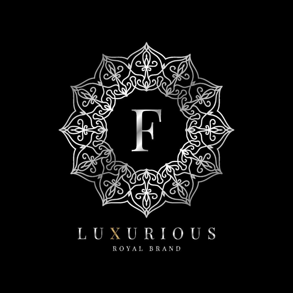 lettre f luxe rond alphabet logo modèle vecteur mandala pour marque premium, identité de marque personnelle, boutique, spa, mariage, robe, maquilleur et cosmétique