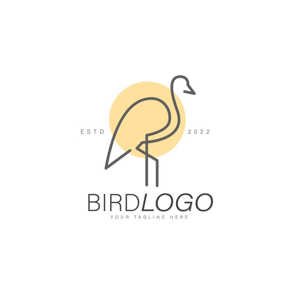 cigogne doublure logo design illustration icône vecteur