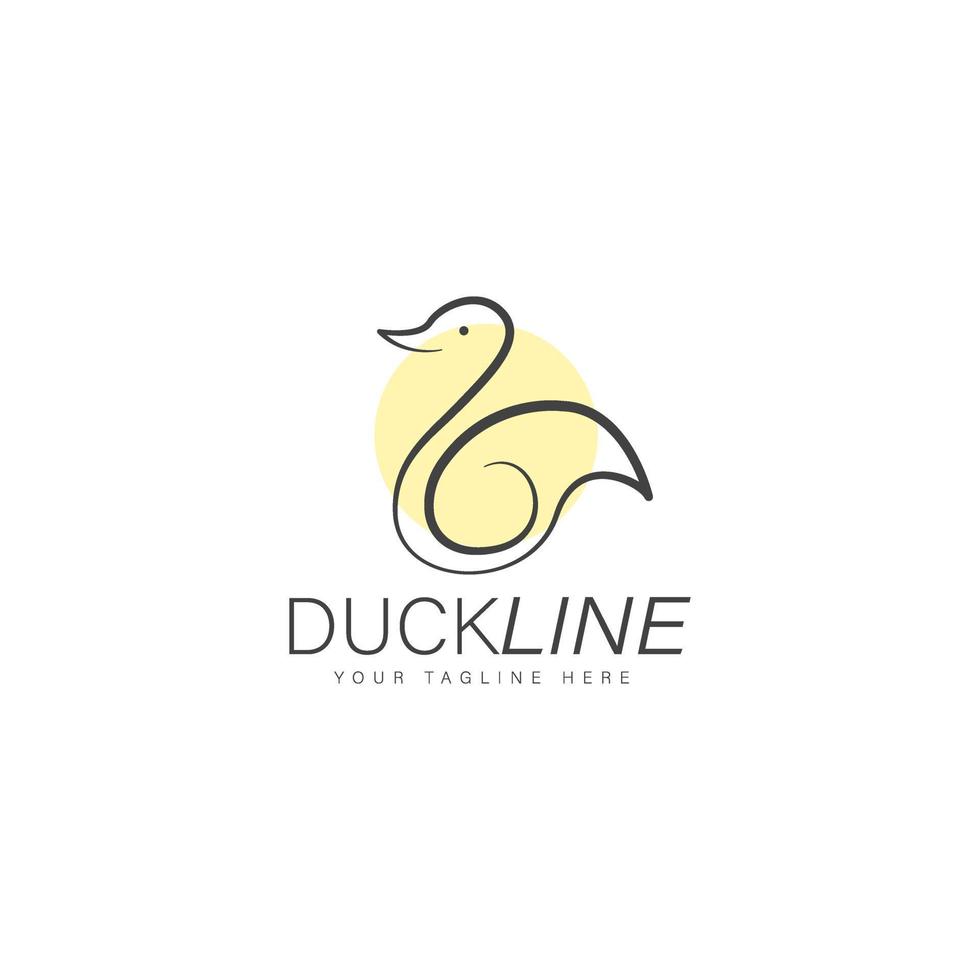 icône d'illustration de conception de logo de ligne de canard vecteur