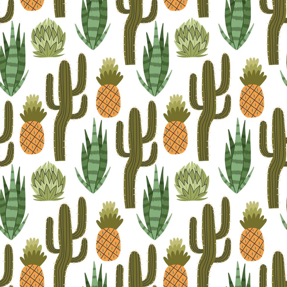 motif succulent ananas cactus vert vecteur