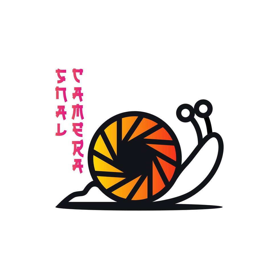 conception de logo d'escargot et d'appareil photo, style japonais vecteur