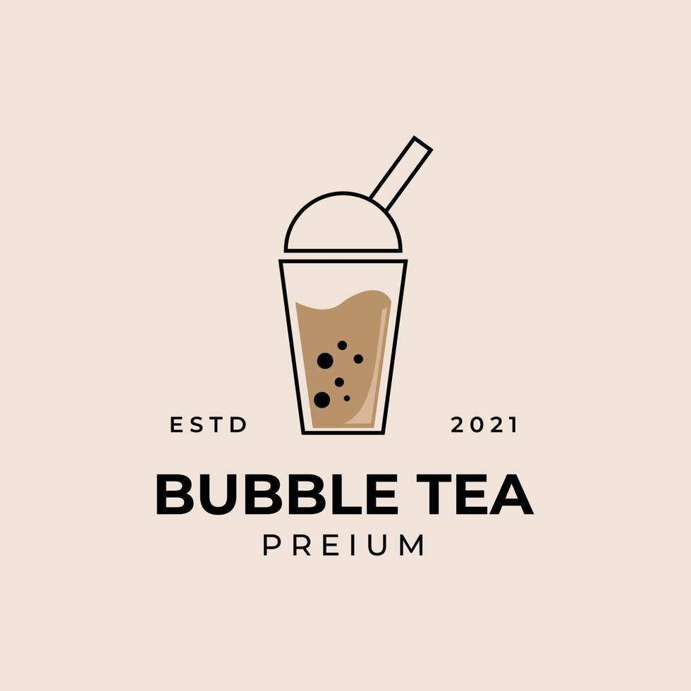 conception d'illustration vectorielle de logo de thé à bulles vecteur