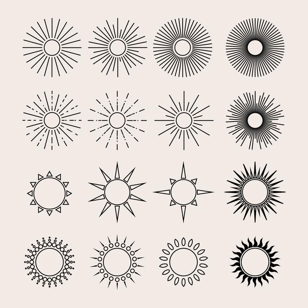 définir l'icône de l'ensemble logo vecteur modèle de conception de soleil