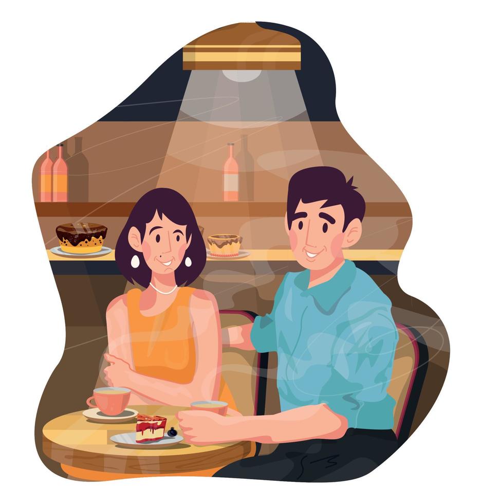 jeune couple dans un café vecteur