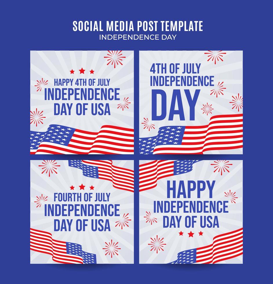 joyeux 4 juillet - bannière web de la fête de l'indépendance des états-unis pour l'affiche carrée des médias sociaux, la bannière, l'espace et l'arrière-plan vecteur