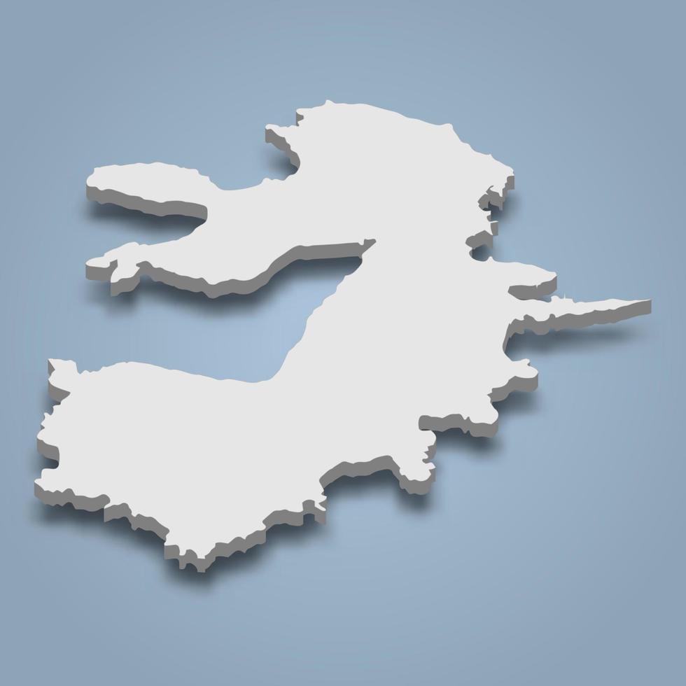 La carte isométrique 3d de l'île de salamis est une île en grèce vecteur