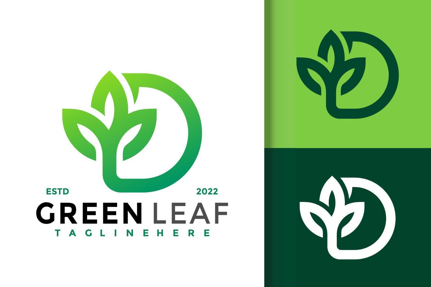 lettre d modèle de vecteur de conception de logo feuille verte