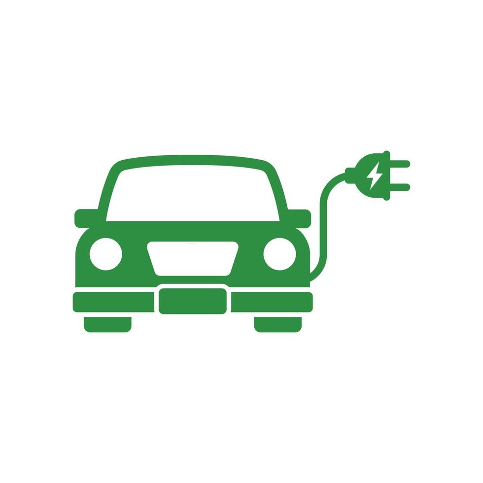 vecteur de conception d'icône de voiture électrique verte