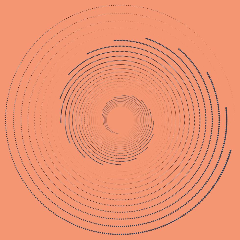 motif d'illusion d'optique. cadre vectoriel de cercle de demi-teintes avec des points aléatoires abstraits, technologie d'élément de conception d'emblème de logo, cosmétique. icône de bordure ronde utilisant la texture des points de cercle de demi-teintes. arts optiques.