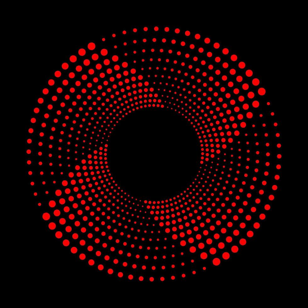 forme rouge pointillée vortex. papier peint d'art géométrique moderne. élément de design tendance pour le cadre de bordure, le logo, le tatouage, le symbole, le web, les impressions, les affiches, le modèle, les motifs et les arrière-plans abstraits. vecteur