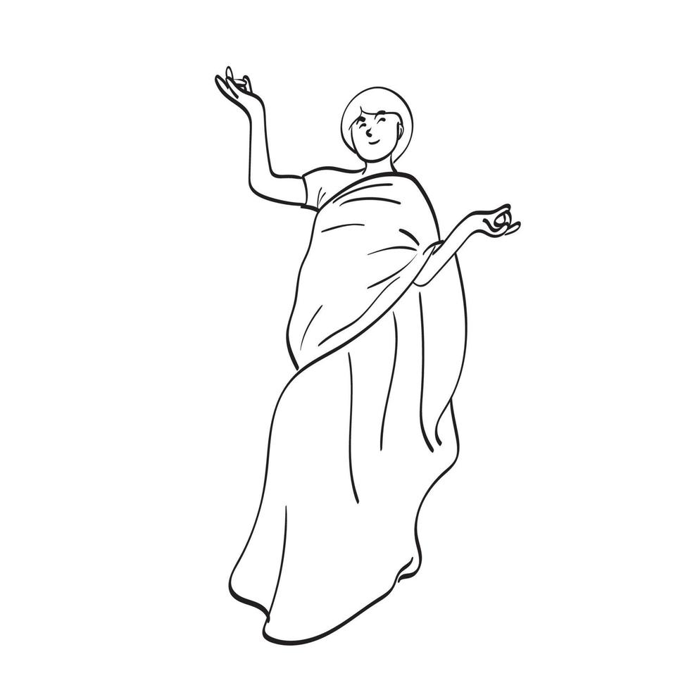 dessin au trait pleine longueur de femmes indiennes avec illustration de tenue traditionnelle vecteur dessiné à la main isolé sur fond blanc
