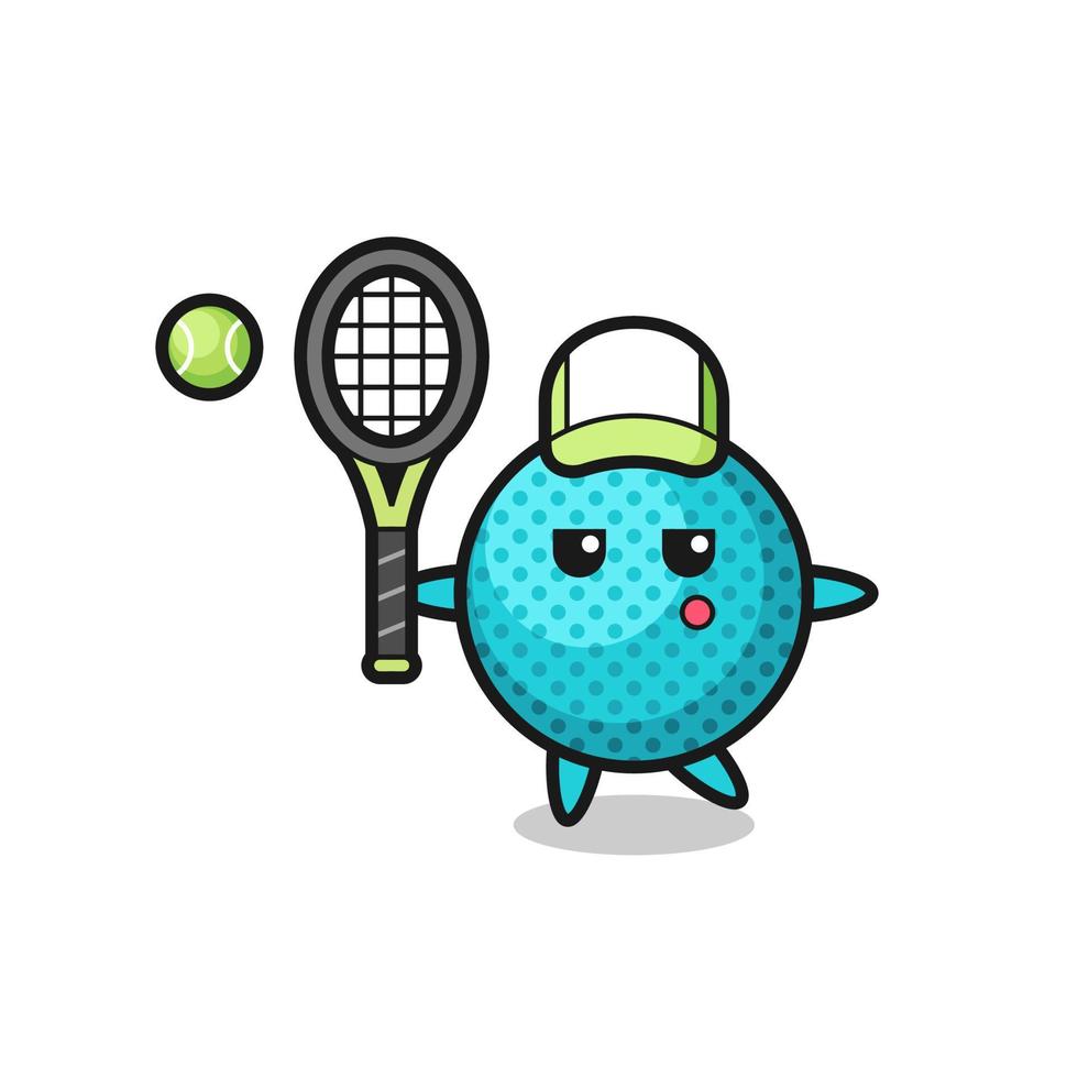 personnage de dessin animé de balle hérissée en tant que joueur de tennis vecteur
