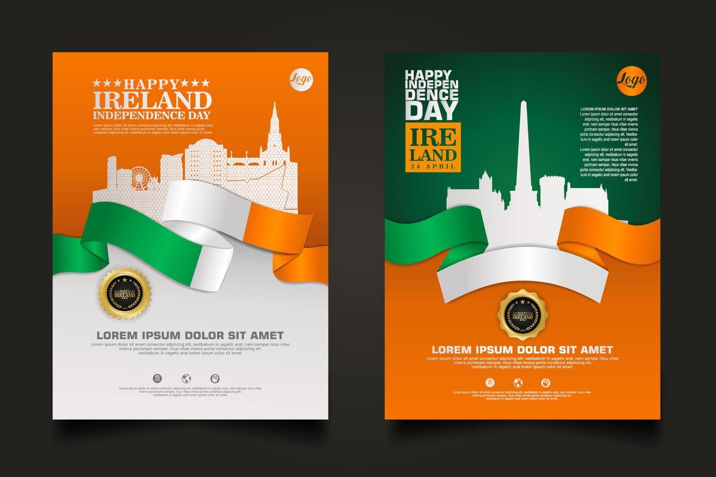 définir des promotions d'affiches irlande joyeux jour de l'indépendance modèle de fond. vecteur