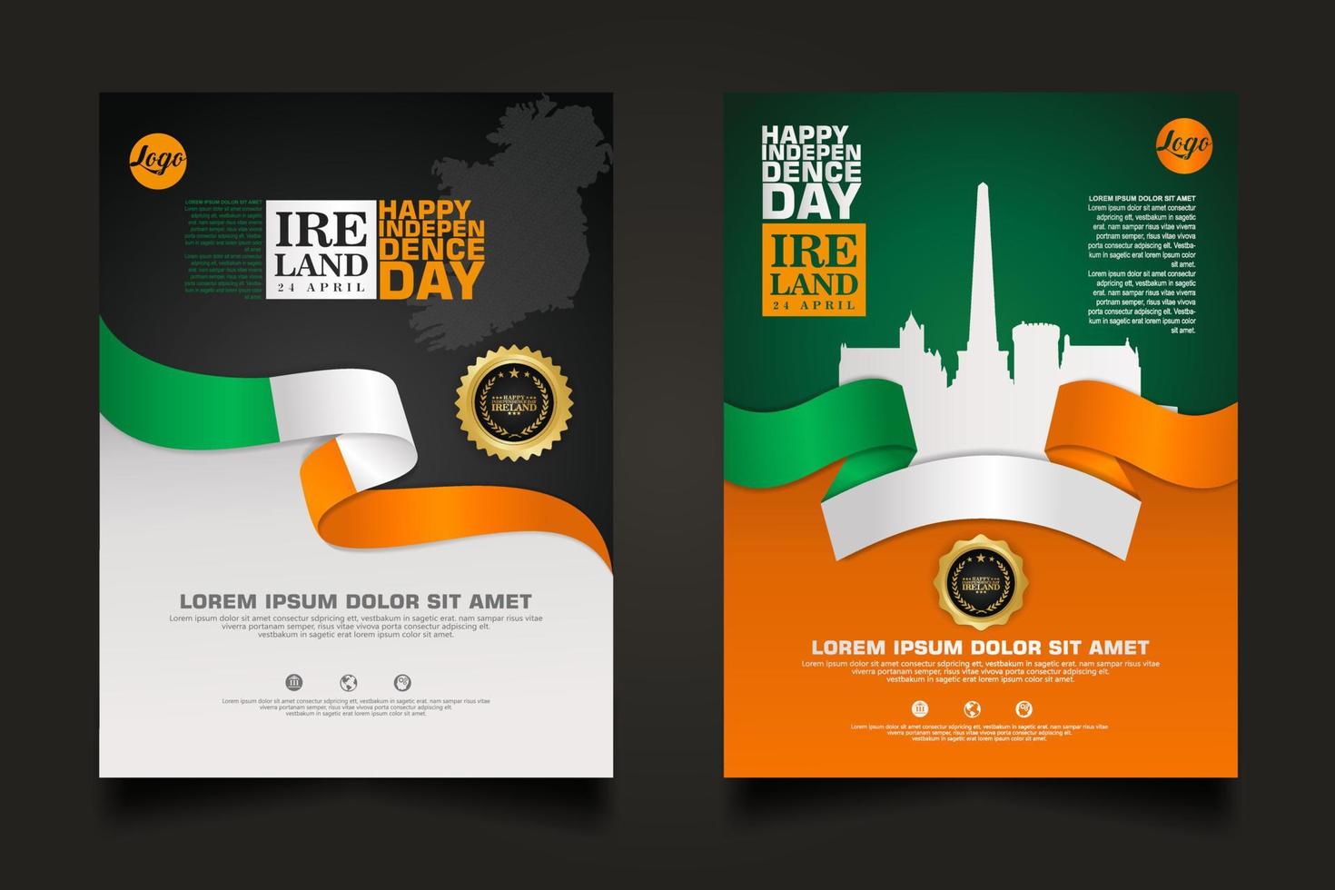 définir des promotions d'affiches irlande joyeux jour de l'indépendance modèle de fond. vecteur