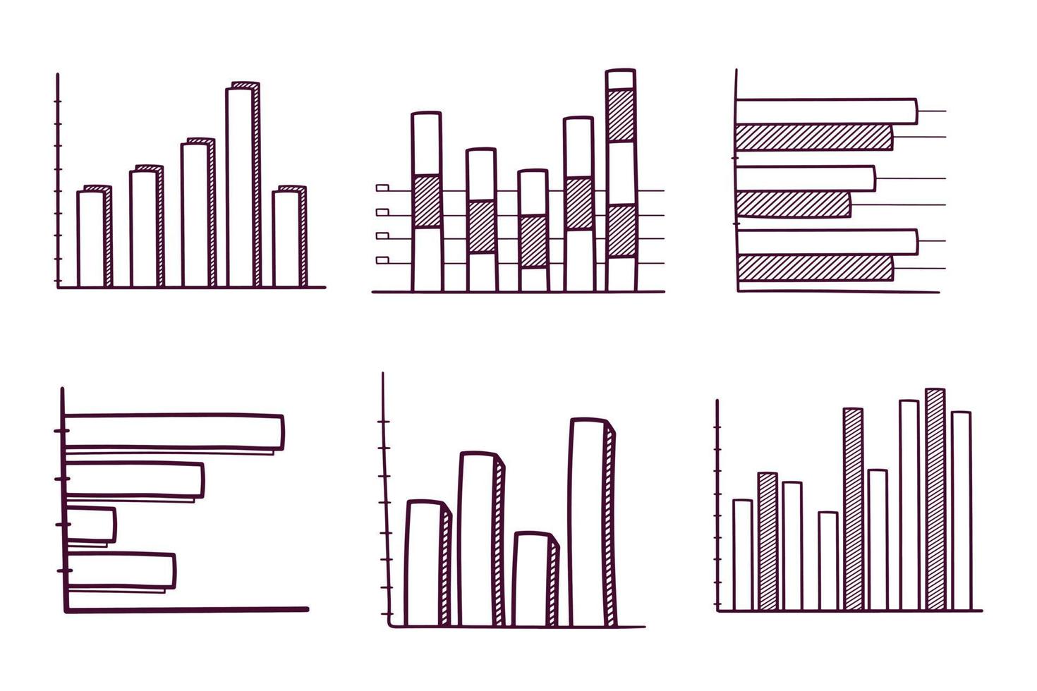 ensemble d'illustration de colonne de graphique dessiné à la main vecteur