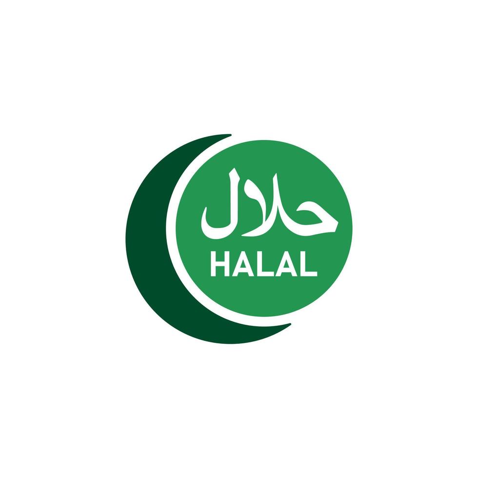 signe de nourriture halal. emblème du produit musulman. menus spéciaux. étiquette de certificat. illustration vectorielle vecteur