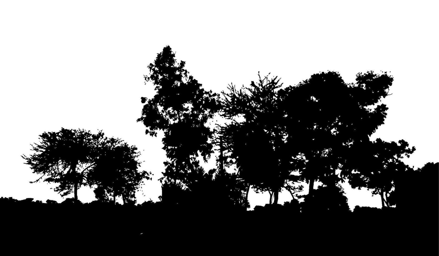 silhouette de paysage forestier. clipart silhouette nature. vecteur