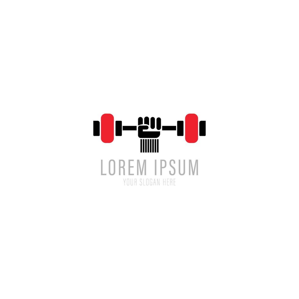 logo de gym minimaliste avec illustration de dumble vecteur