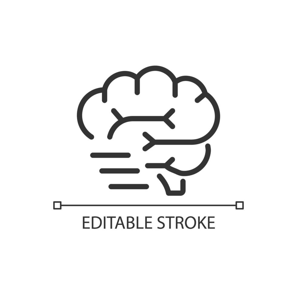icône linéaire parfaite de pixel d'activité cérébrale. organe du corps humain. activité mentale et intellectuelle. illustration de la ligne mince. symbole de contour. dessin de contour vectoriel. trait modifiable. vecteur