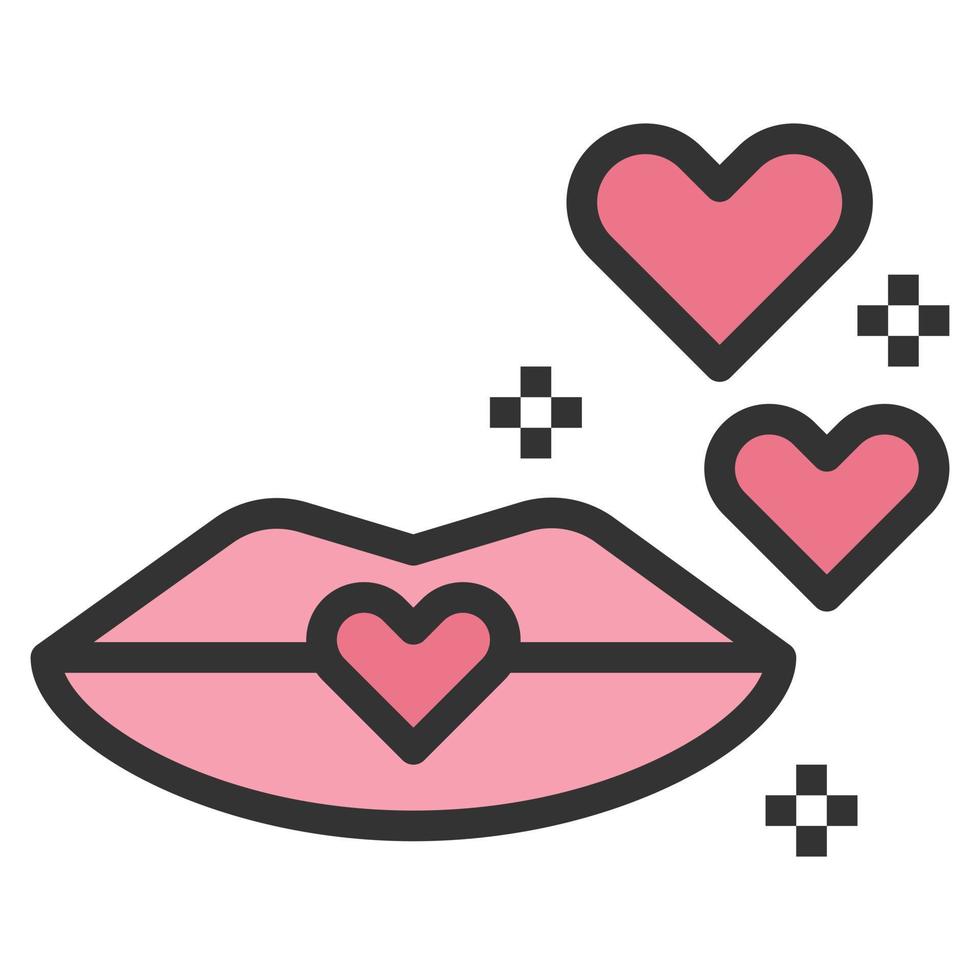 coeur baiser amour icône ou logo illustration vectorielle vecteur