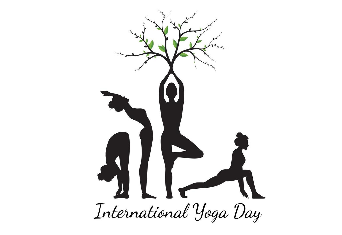 journée internationale du yoga, surya namaskar. yoga des silhouettes. illustration vectorielle vecteur
