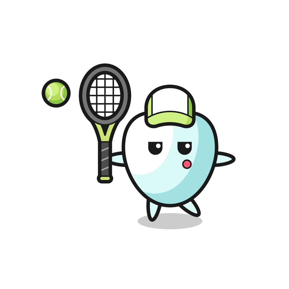 personnage de dessin animé de dent en tant que joueur de tennis vecteur