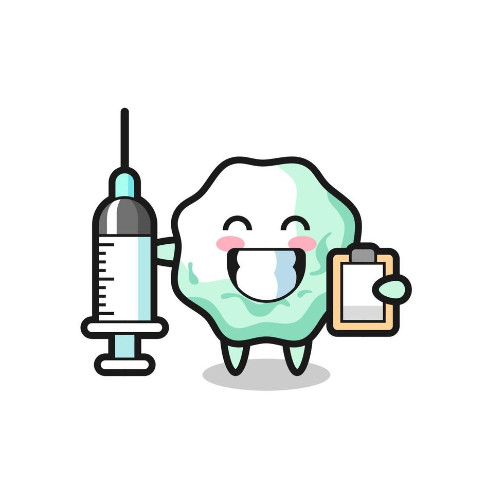 mascotte illustration de chewing-gum en tant que médecin vecteur