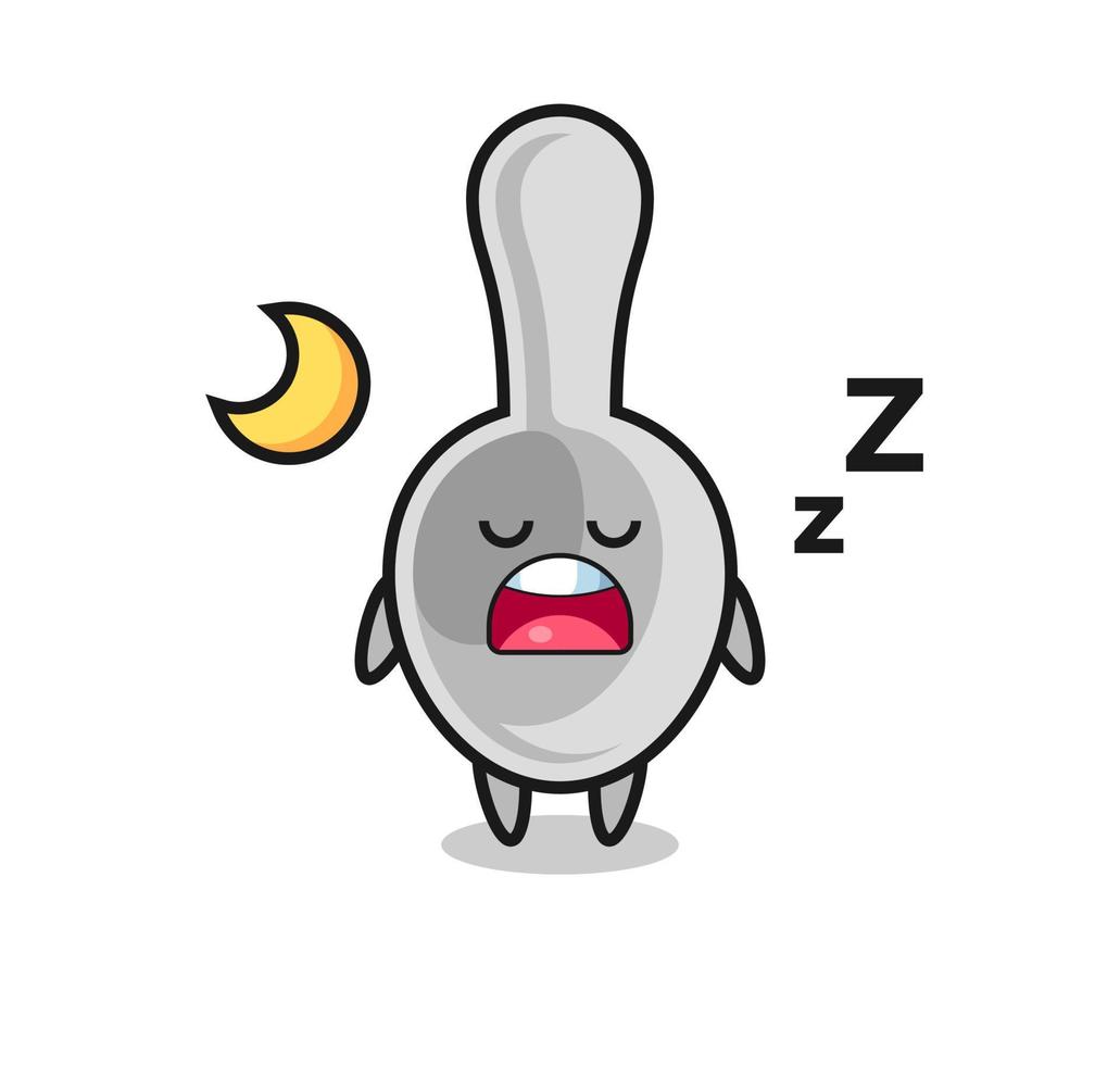 illustration de personnage de cuillère dormir la nuit vecteur