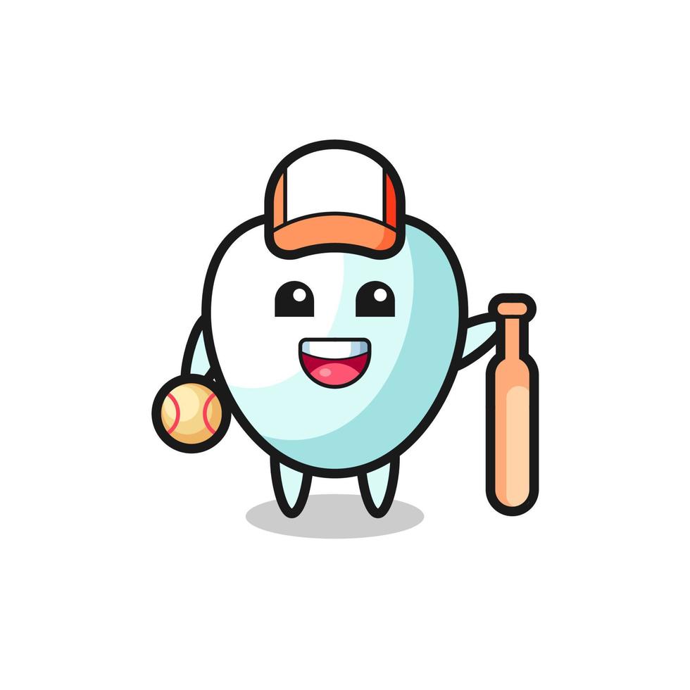 personnage de dessin animé de dent en tant que joueur de baseball vecteur