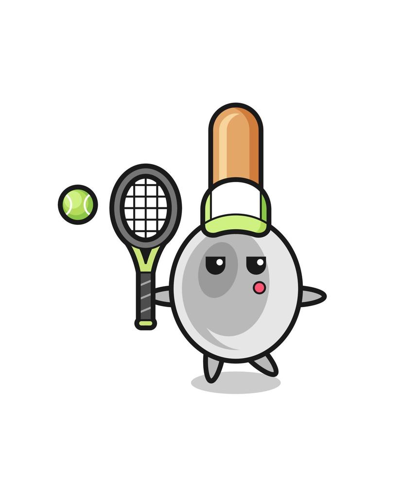 personnage de dessin animé de cuillère de cuisine en tant que joueur de tennis vecteur