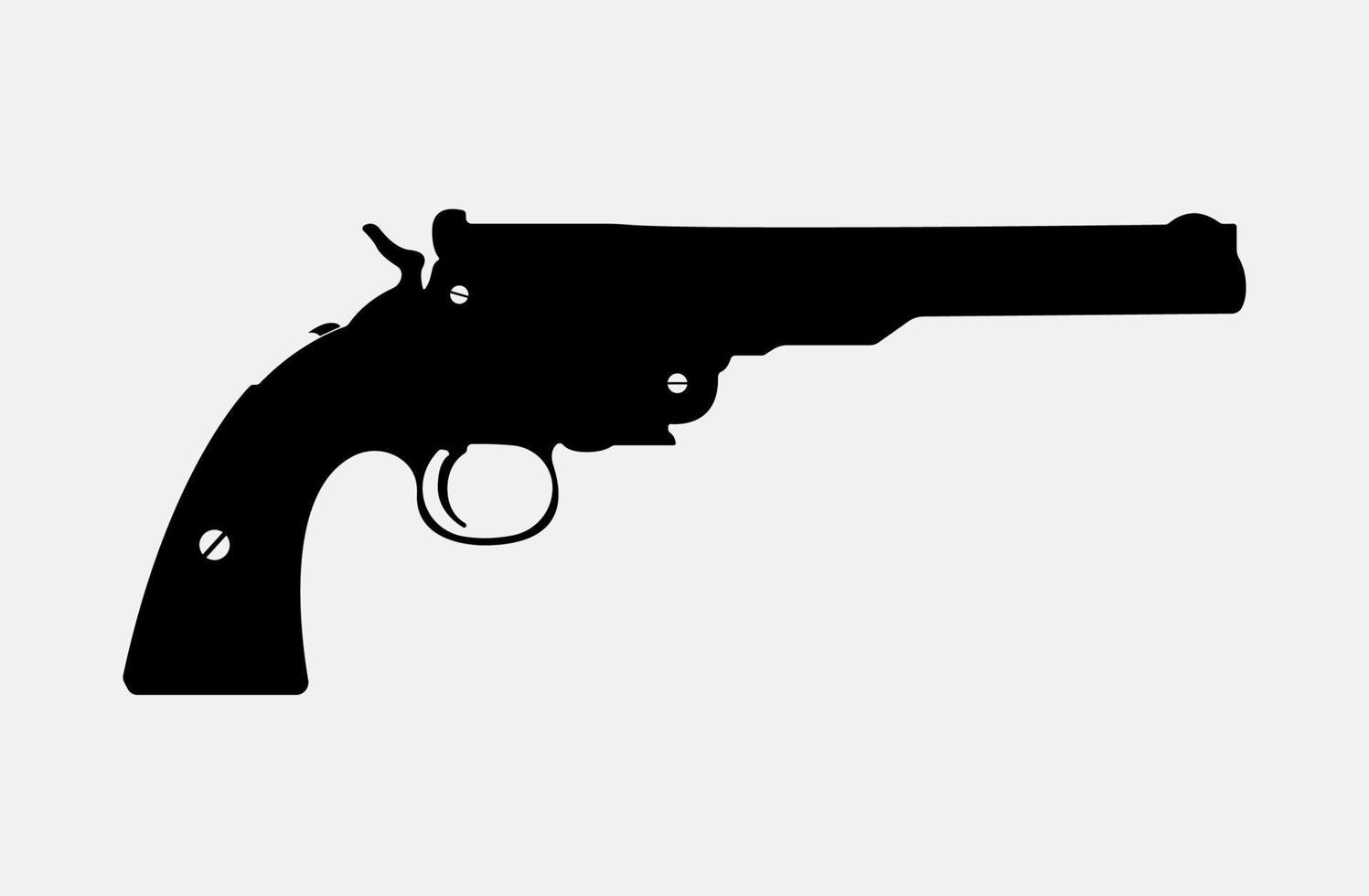 silhouette d'arme de revolver de pistolet, illustration d'arme à feu. vecteur