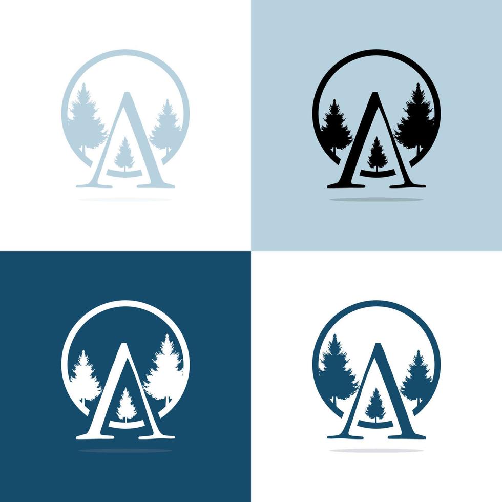 icône lettre un logo moderne et unique arbre nature fond vecteur