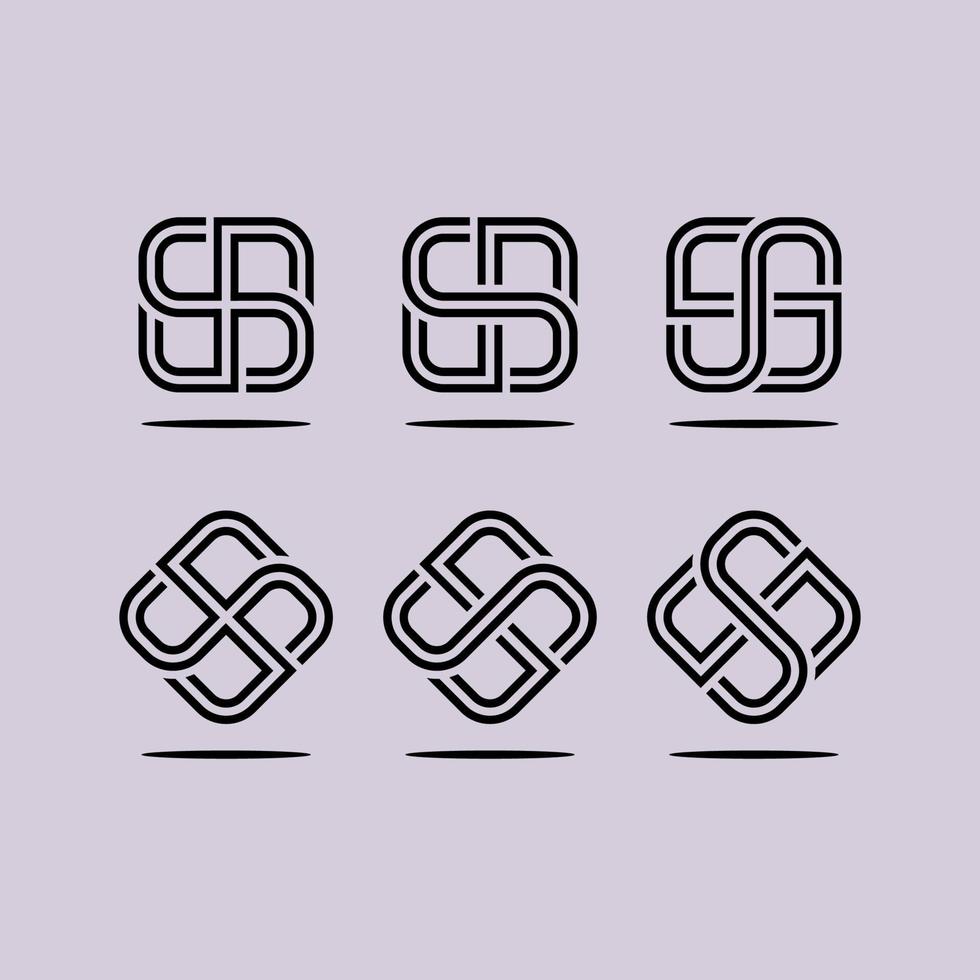 icône de ligne carrée avec différents styles vecteur