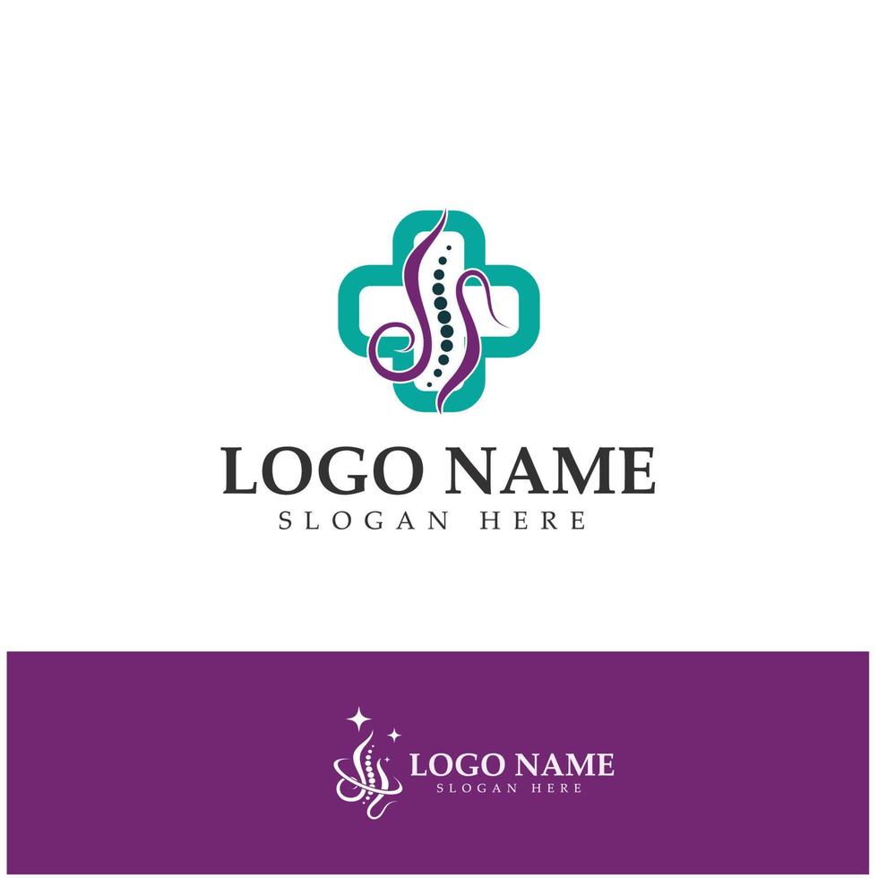 soins de la colonne vertébrale logo design illustration icône vecteur