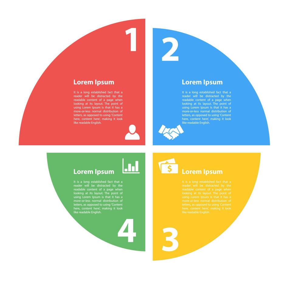 modèle de conception d'infographie d'entreprise avec 4 étapes ou options utilisant pour le diagramme de processus, la mise en page du flux de travail, l'organigramme, l'infographie et la bannière vecteur