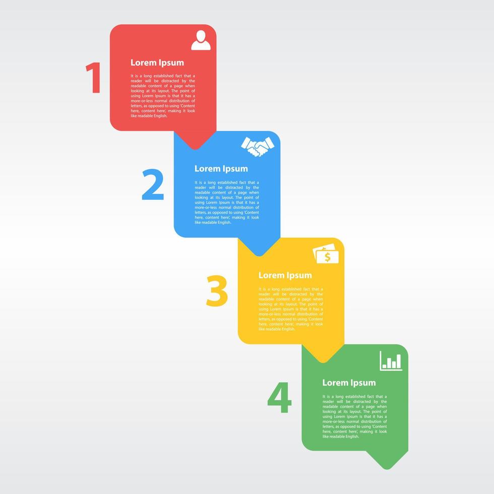 modèle de conception d'infographie d'entreprise avec 4 étapes ou options utilisant pour le diagramme de processus, la mise en page du flux de travail, l'organigramme, l'infographie et la bannière vecteur