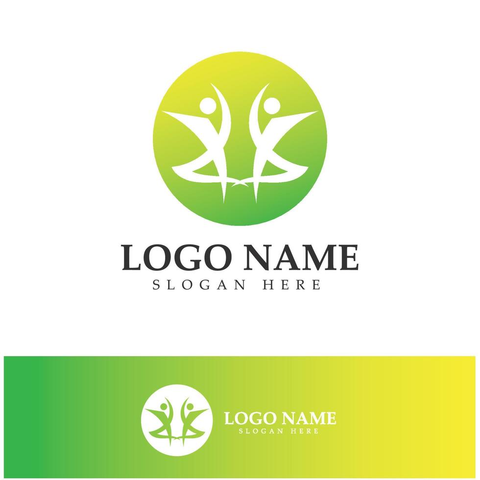 création de logo de personnes faisant du yoga symbole icône illustration vecteur