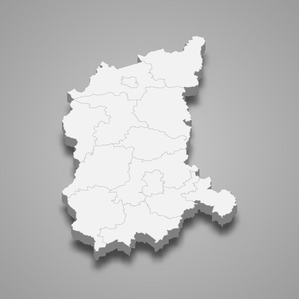 la carte 3d de la voïvodie de lubusz est une province de pologne, vecteur