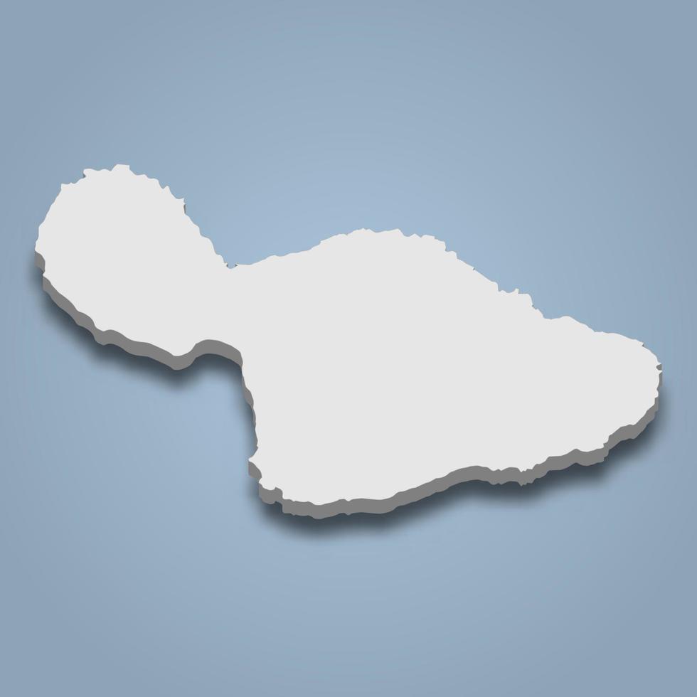 La carte isométrique 3d de maui est une île des îles hawaïennes vecteur