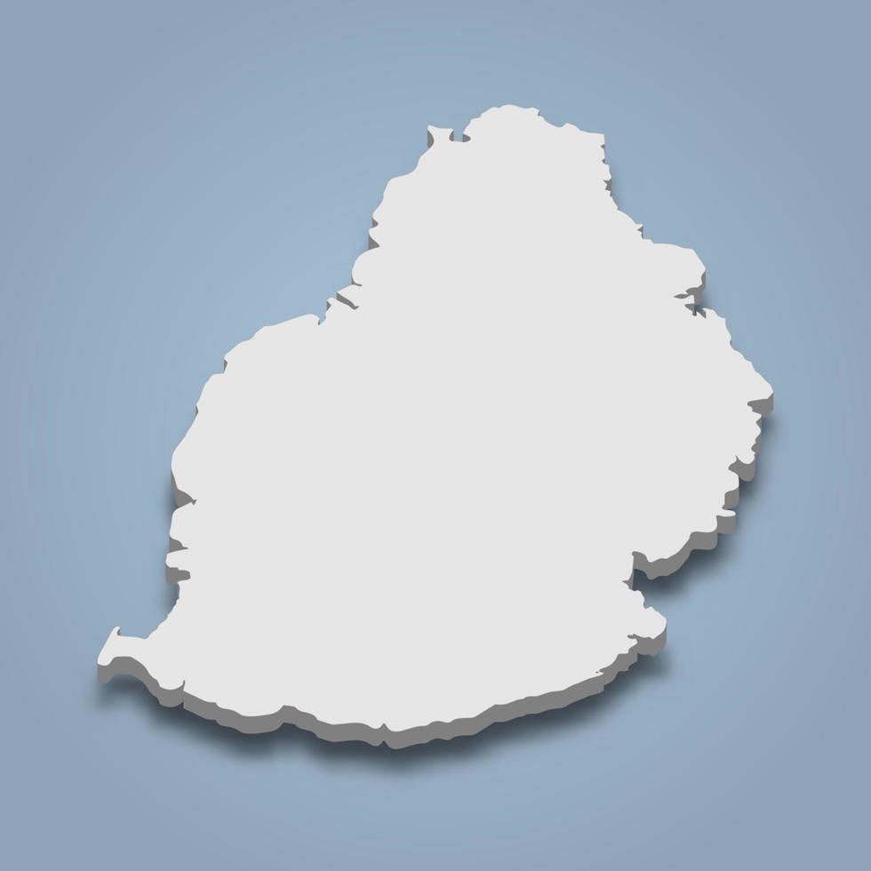 La carte isométrique 3d de maurice est une île de l'océan indien vecteur