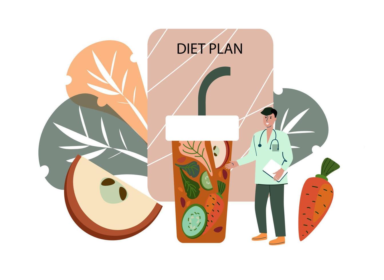 concept de plan de nutrition, alimentation saine, illustration vectorielle de programme dessin animé. vecteur