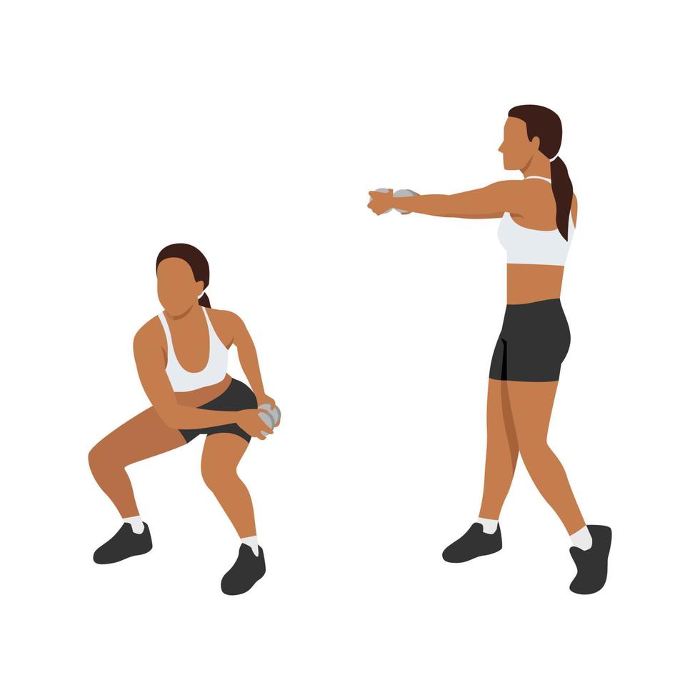 femme faisant un exercice de squat plus mince à la taille. illustration de vecteur plat isolé sur fond blanc